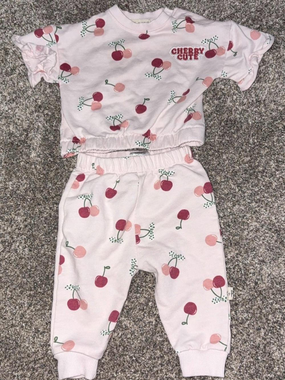 Cherry Cute Pink Baby Two-Piece Set